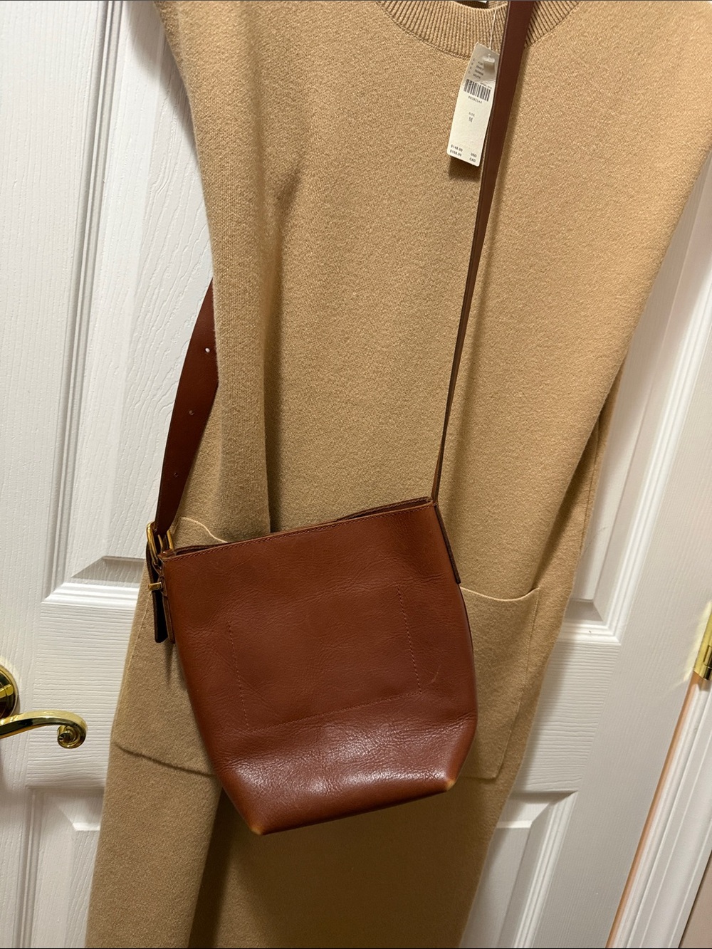 Madewell Brown Leather Bucket Crossbody